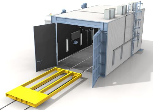 Blastroom with floor rail Wheelabrator